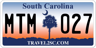 SC license plate MTM027