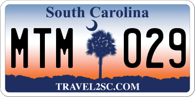 SC license plate MTM029