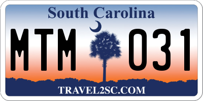 SC license plate MTM031