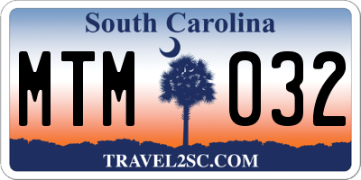 SC license plate MTM032