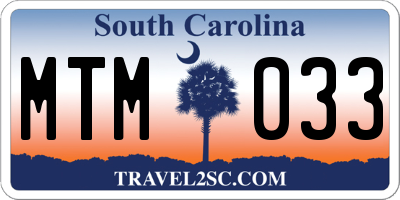 SC license plate MTM033