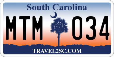 SC license plate MTM034