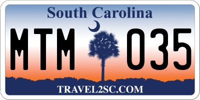 SC license plate MTM035