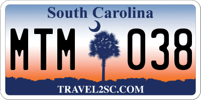 SC license plate MTM038