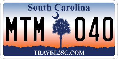 SC license plate MTM040