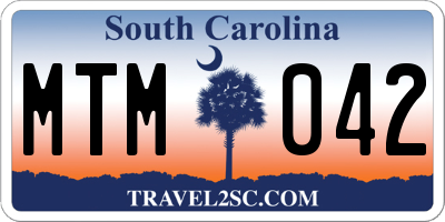 SC license plate MTM042