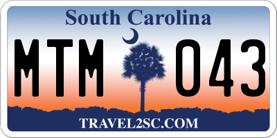 SC license plate MTM043