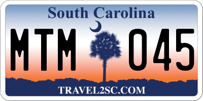 SC license plate MTM045