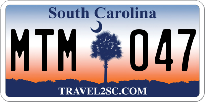 SC license plate MTM047