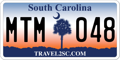 SC license plate MTM048