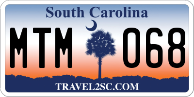 SC license plate MTM068