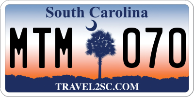 SC license plate MTM070