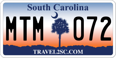 SC license plate MTM072