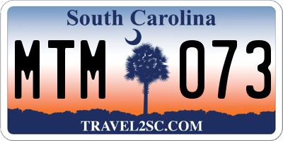 SC license plate MTM073