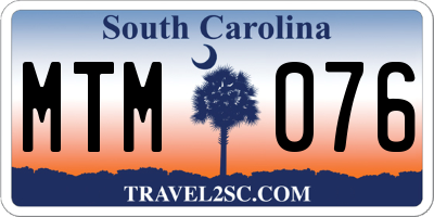 SC license plate MTM076