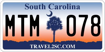 SC license plate MTM078