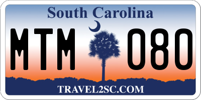 SC license plate MTM080