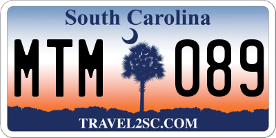 SC license plate MTM089