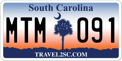 SC license plate MTM091