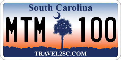 SC license plate MTM100