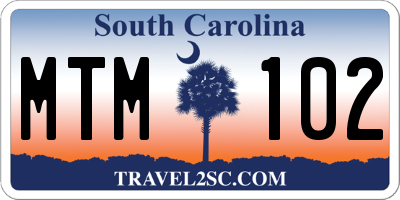 SC license plate MTM102