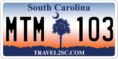 SC license plate MTM103