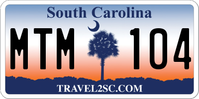 SC license plate MTM104