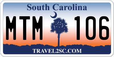 SC license plate MTM106