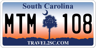SC license plate MTM108