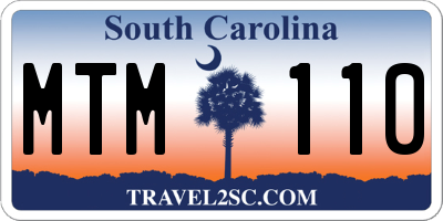 SC license plate MTM110