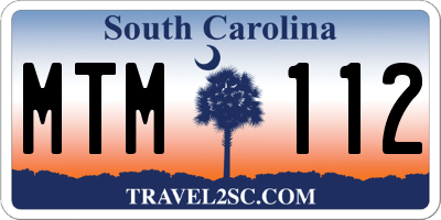 SC license plate MTM112