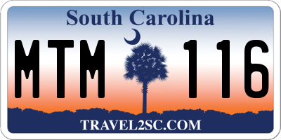 SC license plate MTM116