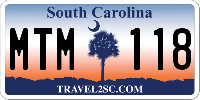 SC license plate MTM118