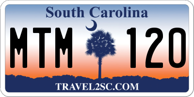 SC license plate MTM120