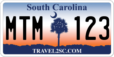 SC license plate MTM123