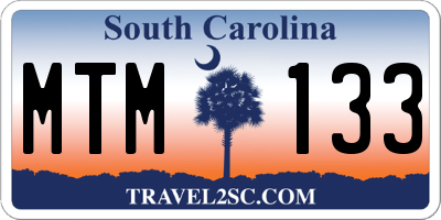 SC license plate MTM133