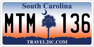 SC license plate MTM136