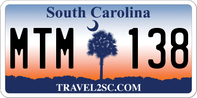 SC license plate MTM138