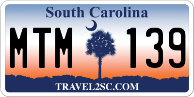 SC license plate MTM139