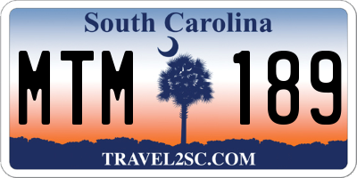 SC license plate MTM189