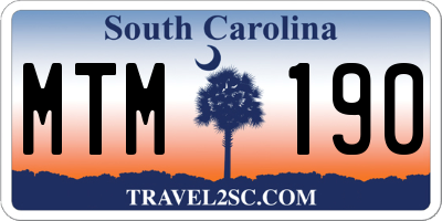 SC license plate MTM190