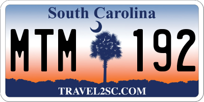 SC license plate MTM192