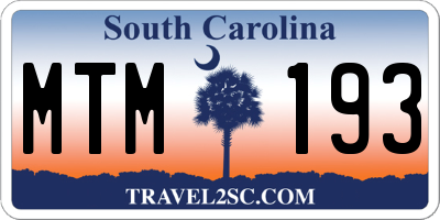 SC license plate MTM193