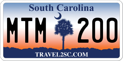 SC license plate MTM200