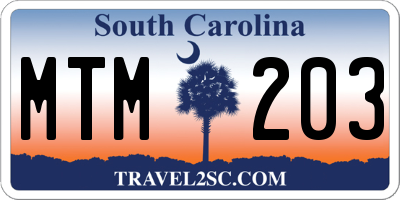 SC license plate MTM203