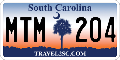 SC license plate MTM204