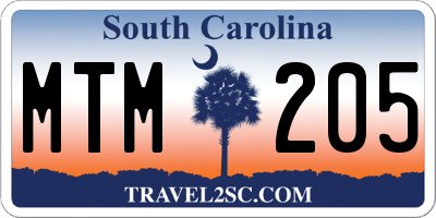 SC license plate MTM205
