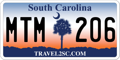 SC license plate MTM206
