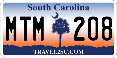 SC license plate MTM208