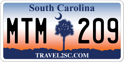 SC license plate MTM209